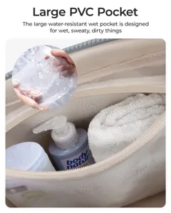 Detalle del bolsillo húmedo grande de PVC resistente al agua para bolsas de viaje