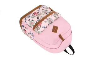 Sac à dos en toile à fleurs roses pour femmes, cartable décontracté pour usage quotidien.