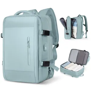 Mochila de viaje grande multifuncional con puerto de carga USB para hombres y mujeres