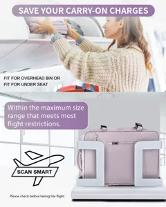 Mochila de viaje rosa apta para compartimentos superiores y bajo el asiento de avión.