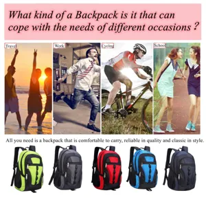Versatile nylon backpacks in five colors suitable for travel, work, cycling, and school.