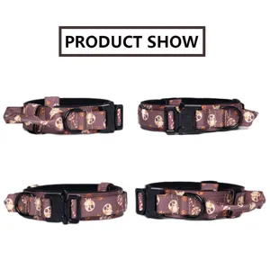 Vista detallada de collares tácticos para perros con motivos de calabazas y calaveras
