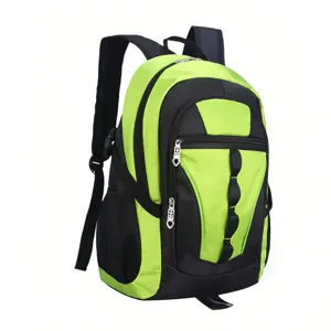 Durable lime green and black Korean style nylon backpack for students and casual travel