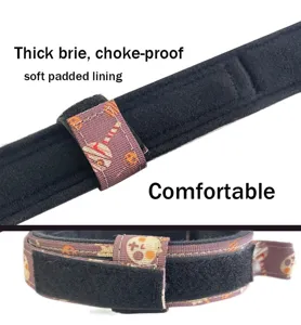 Vista detallada del collar táctico para perro con forro acolchado suave y patrones.