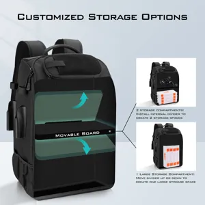 Close-up showing the adjustable internal divider in the multi-functional fishing backpack