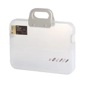 Draagbare transparante A4 plastic documentenbox met handvat en veilige gespsluiting