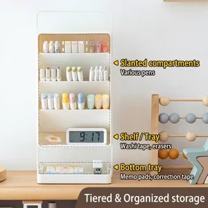 Large capacity minimalist white portable desk organizer for pens and office supplies