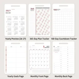 Calendario da Tavolo 2027 Piano di Autodisciplina Minimalista in Cartoncino Bianco Agenda Verticale per Ufficio Scuola