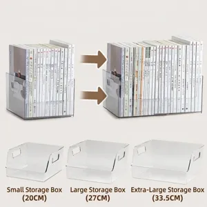 Adjustable Retractable Transparent Plastic Bookend 13 Level Desktop Organizer With Handle For Books Office Study School