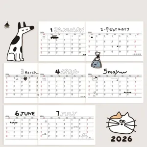 Calendrier de Bureau Doodle 2026 Minimaliste en Plastique PS Ornement de Table Cadre Photo Planificateur Étudiant Déco Bureau
