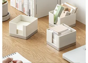 Plastic sticky note holder desk memo pad organizer square stationery storage box office supply
