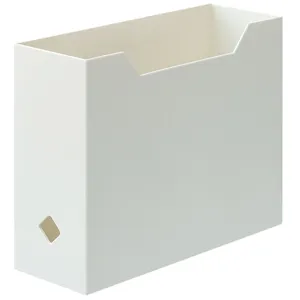 Minimalist white plastic file storage box and desktop book organizer for students