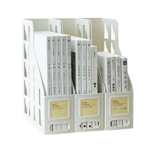 Minimalist white desktop file rack book organizer for office and school desk storage