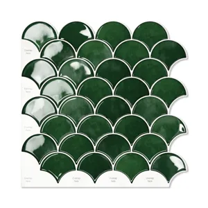 Adesivo Murale a Ventaglio 3D in Colla a Goccia Impermeabile Resistente all'Olio Autoadesivo Motivo Marmo a Scaglie di Pesce per Cucina Bagno Decorazione Parete