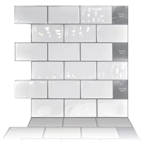 3D peel and stick white subway tile wallpaper self-adhesive waterproof kitchen wall sticker
