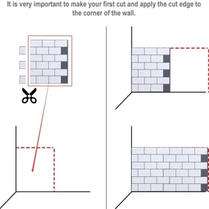 3d brick wall sticker installation guide tutorial graphic for home room decoration.