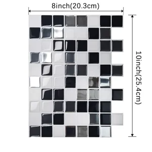 Adesivo murale mosaico nero e bianco 3D DIY cucina decorazione per la casa ideale