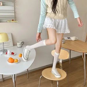 Calzini al polpaccio bianchi donna velluto sottile traspirante leggero abbigliamento estate