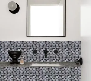 Adesivo murale esagonale in resina epossidica di cristallo per decorazione bagno e cucina moderna