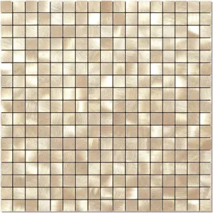 Detalle de pegatina de pared de mosaico de metal dorado cepillado con textura 3D para decoración