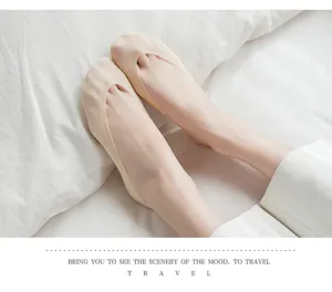Women summer ultra thin ice silk invisible boat socks shallow mouth anti slip breathable