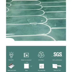 Adhesivo de pared 3d verde impermeable autoadhesivo para decoracion de cocina y bano