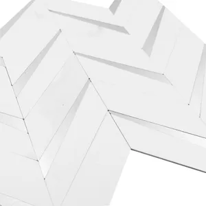 Primer plano de azulejo metal espiga blanco, pegatina de mosaico 3D para cocina.