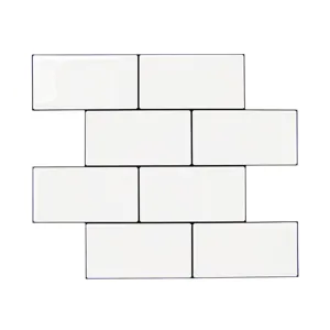 3D Subway Tile Self-Adhesive Wall Stickers Waterproof Oil-Proof PET Thick White Mosaic Tile Sticker For Kitchen Bathroom DIY Home Decor
