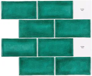3D green brick wall stickers, peel and stick waterproof tile wallpaper for home decor.