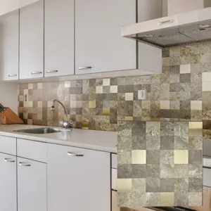 Square aluminum plastic mosaic wall tile sticker for home interior DIY renovation and decoration