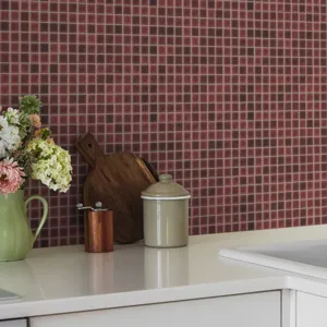 Azulejos de mosaico ceramico rojo para decoracion de pared de cocina, disenio moderno