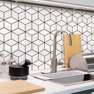 Carta da parati adesiva da cucina 3D cubo geometrico adesivo impermeabile per piastrelle casa.