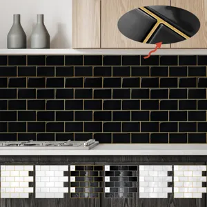 3D Stereo Self-Adhesive Wall Sticker Waterproof Oil-Proof PET Subway Tile Marble Pattern Wall Decal For Kitchen Bathroom Home Decor