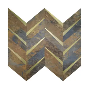 Panel de pared mosaico metal espiga 3D, azulejo autoadhesivo textura piedra para fondo de cocina.