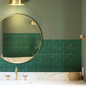 Green 3D brick wall stickers waterproof self-adhesive wallpaper for bathroom kitchen decor update