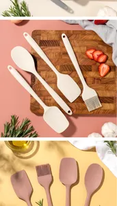Lot de 4 ustensiles de pâtisserie en silicone avec spatule cuillère et pinceau à huile