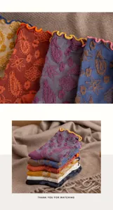 Vintage floral style μεσαίες κάλτσες με βολάν, άνετες ρετρό βαμβακερές κάλτσες για γυναίκες.
