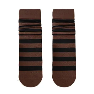 Calze classiche in cotone a righe larghe marroni e nere da donna per l'autunno inverno