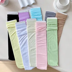 Calze al Polpaccio Casual in Viscosa Colore Caramella Sottili Traspiranti Stile Lolita Dolce per Donna