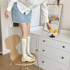 Calze al polpaccio in velluto sottile da donna, calzini estivi primaverili leggeri e traspiranti.