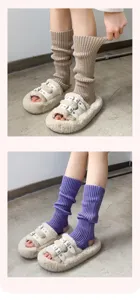 Knit leg warmers, chunky ribbed slouch socks, Y2K aesthetic winter cozy footwear accessories