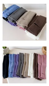 Winter warm thick knit leg warmers solid color JK style cozy knee high long socks.