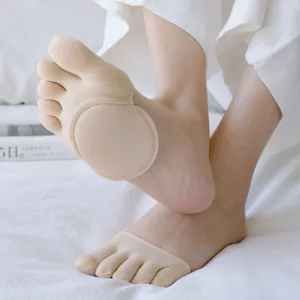 Calcetines Invisibles de Cinco Dedos de Media Palma para Mujer Delgados Escotados Fishmouth Tacones Altos Almohadillas Antepié Transpirables