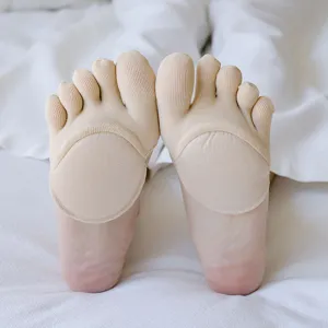 Calcetines invisibles de cinco dedos media suela almohadillas antepié tacones altos transpirables