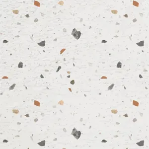 Seamless terrazzo pattern floor sticker with colorful stone chips on light background