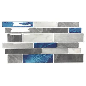3D Mosaico Adesivo da Parete Autoadesivo Cristallo Epossidico Adesivo per Piastrelle Impermeabile Olio Prova Cucina Bagno Decorazione Blu Zaffiro