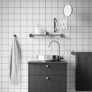 Japanischer minimalistischer einfarbiger 3D selbstklebender Wandaufkleber Badezimmer Dekor.