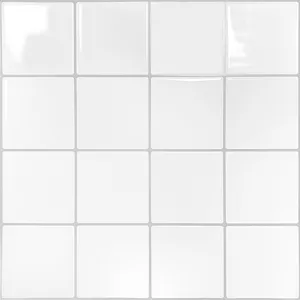 Minimalistische weiße selbstklebende quadratische Wandfliesen Aufkleber für Heimdeko.