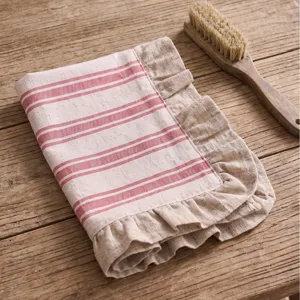 Ruffle Trim Striped Place Mat Cotton Blend Heat Resistant Decorative Table Napkin For Restaurant Hotel Home Dining Table Decor
