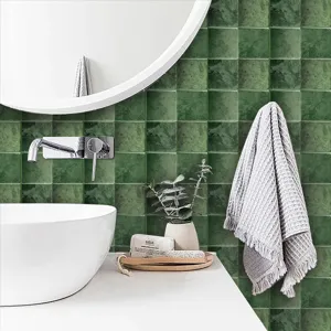 Adhesivos de pared de mármol verde 3D papel pintado autoadhesivo impermeable baño